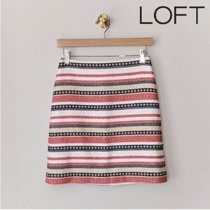 LOFT Colorful Striped Tweed Mini Skirt SZ 0
